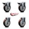 Service Caster 5'' Maroon Poly Wheel Swivel Bolt Hole Caster Set with 2 Posi Lock Brakes, 4PK SCC-BH20S514-PPUB-MRN-PLB-2-S-2 - alternate 5